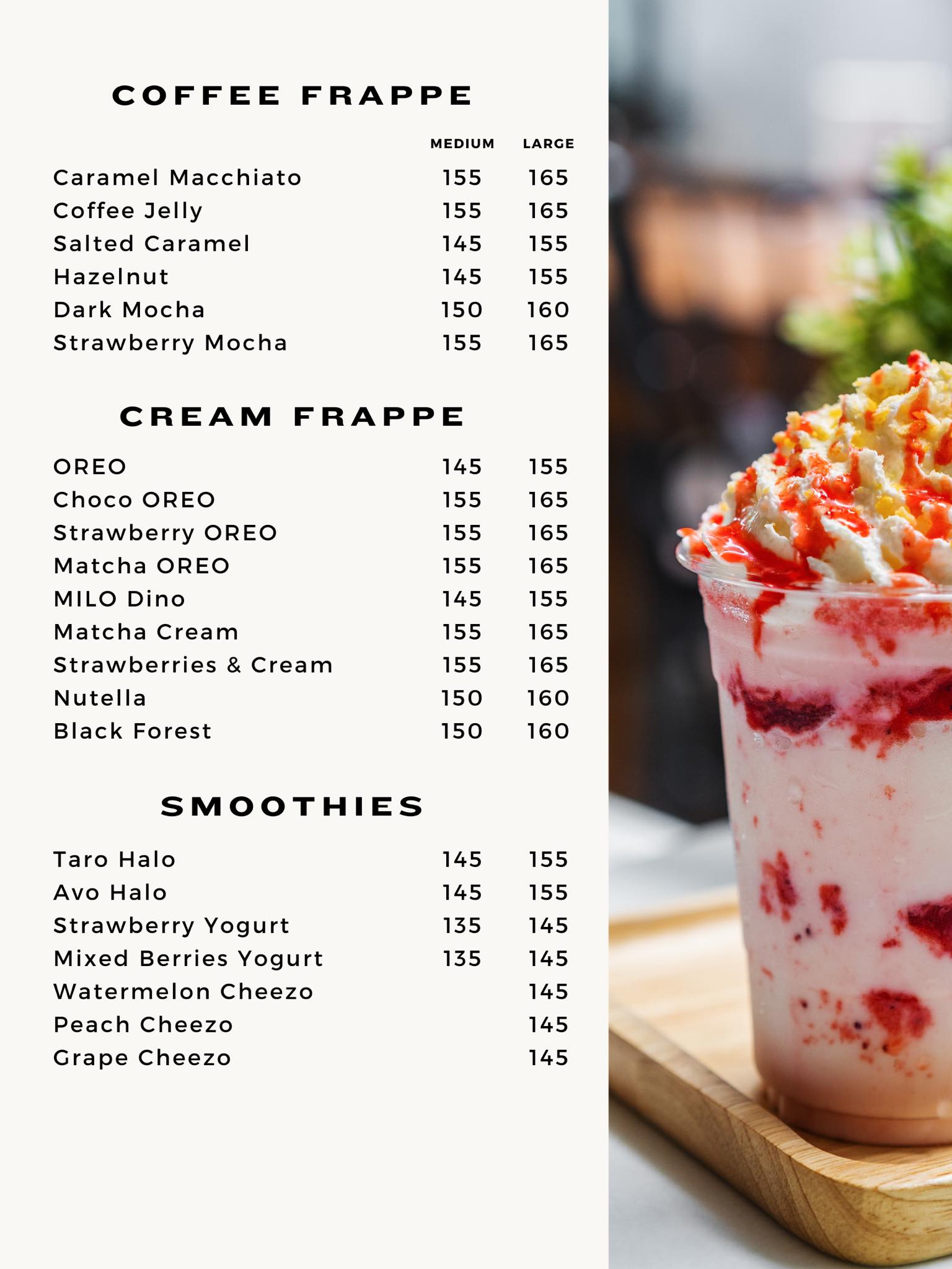 Coffee Frappe Menu