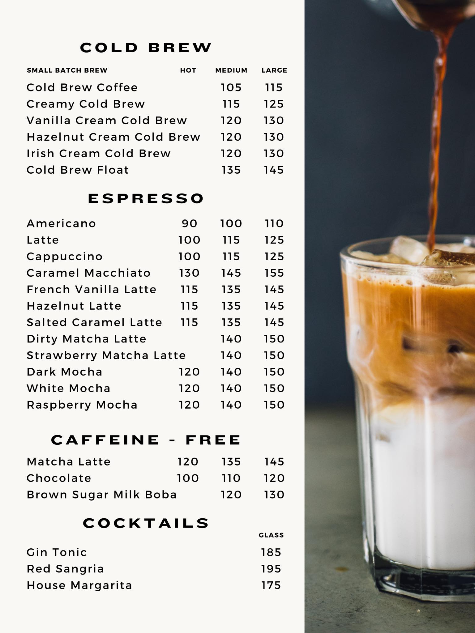 Cold Brew Menu